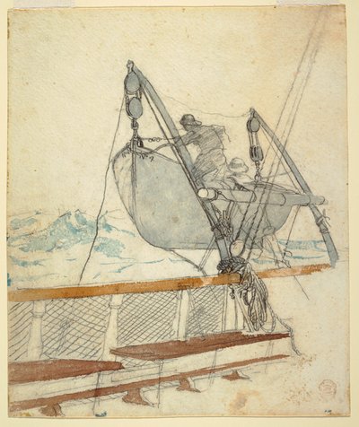 Kresba, studie k filmu "Signál tísně", 1881 od Winslow Homer
