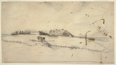 Kresba, Tři lodě s rybáři, kteří vytahují sítě, 1881-82 od Winslow Homer