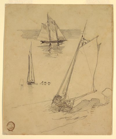 Kresba, Tři skici škunerů, pravděpodobně 1880 od Winslow Homer