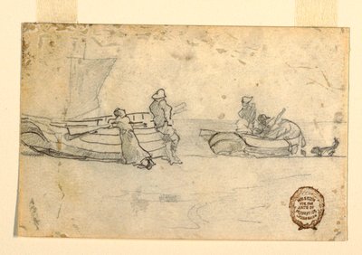 Kresba, Dva čluny na pláži s postavami, Cullercoats, Anglie, 1881-82 od Winslow Homer