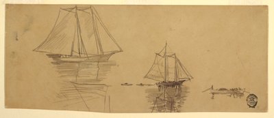 Kresba, Dva škunery a dory, asi 1880 od Winslow Homer