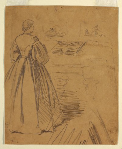 Kresba, Žena stojící před klavírem, 1862 od Winslow Homer