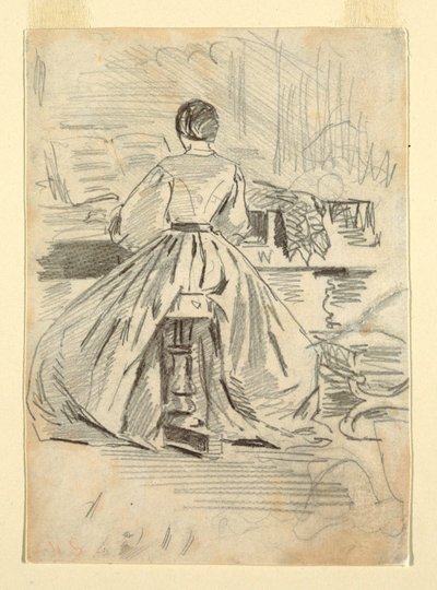 Kresba, Žena u klavíru, 1862 od Winslow Homer