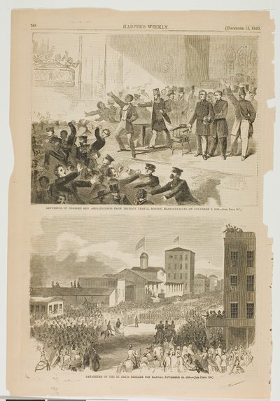 Vyhnání černochů a abolicionistů z Tremont Temple v Bostonu, Massachusetts, 3. prosince 1860 od Winslow Homer