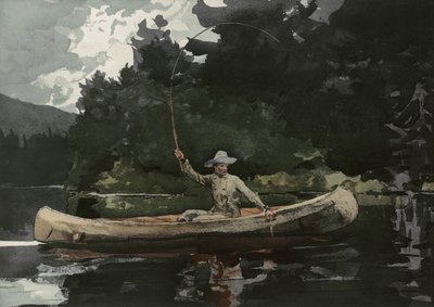 Fishing in the North Woods, publikoval L. Prang & Co., 1896 od Winslow Homer