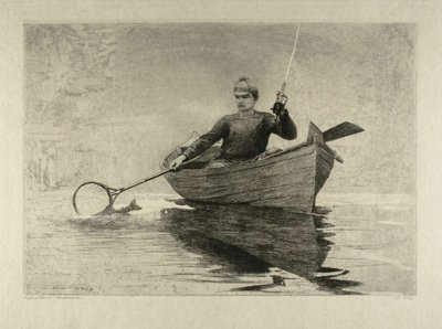 Muškaření, jezero Saranac od Winslow Homer