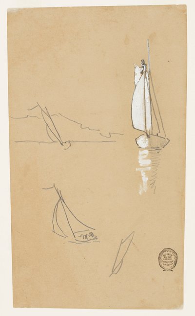 Čtyři náčrtky šalup od Winslow Homer