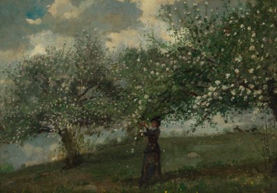 Dívka sbírající květy jabloní, 1879. od Winslow Homer