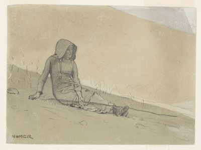 Dívka sedící na svahu od Winslow Homer