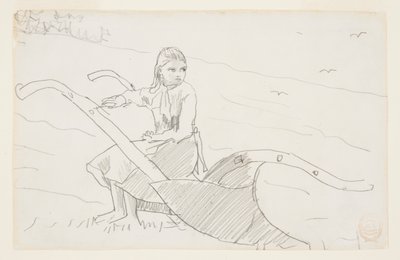 Dívka sedící na pluhu od Winslow Homer