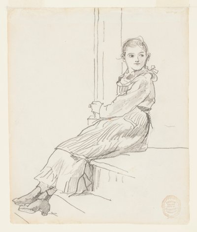 Dívka sedící na schodu verandy od Winslow Homer