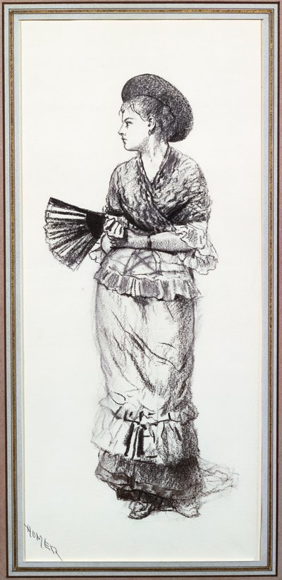 Dívka s ventilátorem (uhlí na papíře) od Winslow Homer
