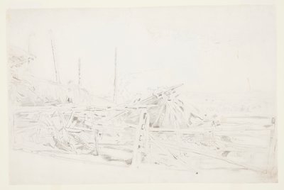 Kupka sena a železniční plot od Winslow Homer