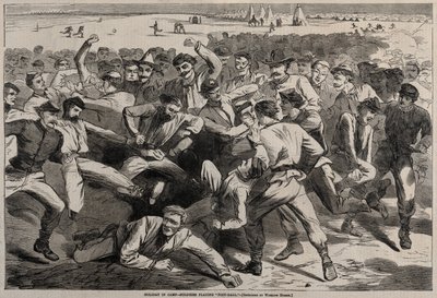 Prázdniny v táboře – Vojáci hrají fotbal, 1865. od Winslow Homer