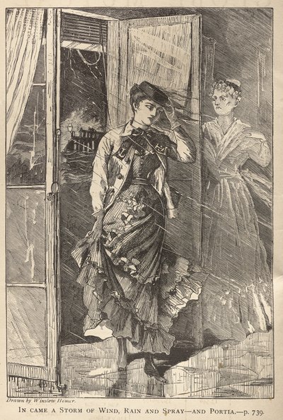 Přišla bouře plná větru, deště a stříkající vody - a Portia od Winslow Homer