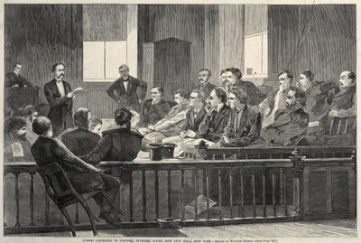 Jurors Listening to Counsel, Nejvyšší soud, New City Hall, New York, 1869. od Winslow Homer
