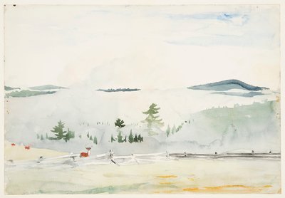 Krajina s jeleny v ranním oparu od Winslow Homer