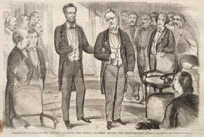 Prezidenti Buchanan a Lincoln při vstupu do Senátu před inaugurací od Winslow Homer