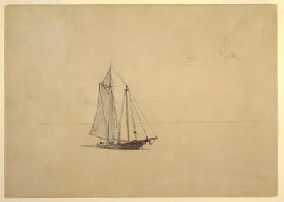 Škuner s člunem od Winslow Homer