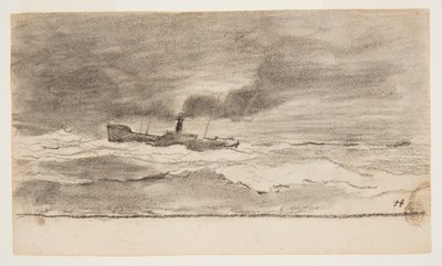 Přímořská krajina s rybářským trawlerem, Cullercoats, Anglie od Winslow Homer
