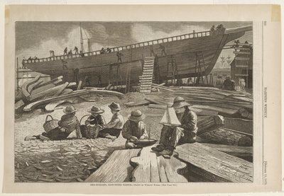 Stavba lodí, přístav Gloucester od Winslow Homer