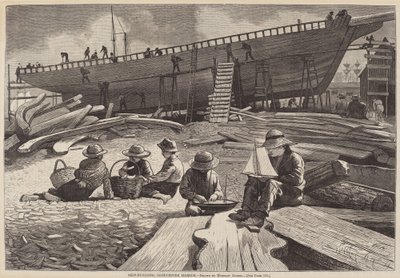 Ship-Building, Gloucester Harbor, publikoval 1873. od Winslow Homer