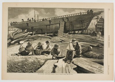 Stavba lodí, přístav Gloucester od Winslow Homer