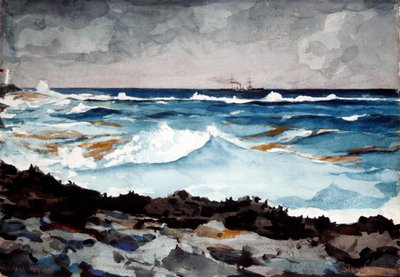 Shore and Surf, Nassau, 1899 (wc a grafit na papíře) od Winslow Homer