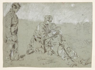 Voják dává vodu zraněnému společníkovi od Winslow Homer