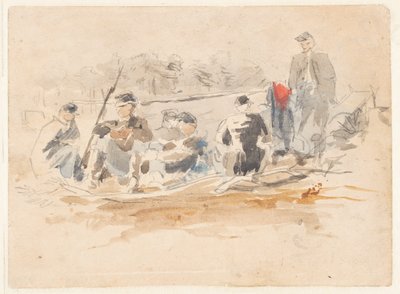 Vojáci sedící ve skupině od Winslow Homer