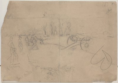 Vojáci a děla [verso], 1862. od Winslow Homer