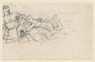 Stojící muž hledící na dvě tonoucí postavy (studie k dílu Zpětný proud) od Winslow Homer