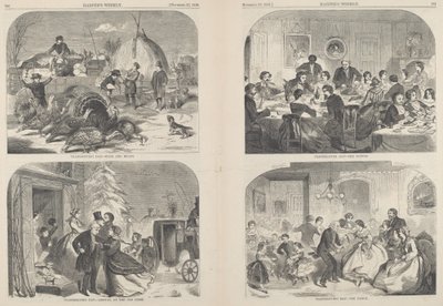 Den díkůvzdání - Cesty a prostředky [vlevo nahoře], zveřejněno 1858. od Winslow Homer