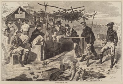 Den díkůvzdání v táboře, publikoval 1862. od Winslow Homer