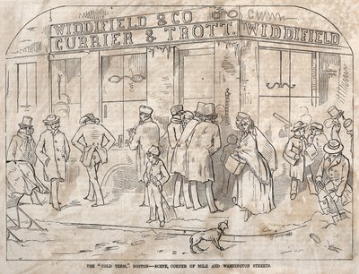"Studený termín", Boston - Scéna, roh ulic Milk a Washington Street od Winslow Homer