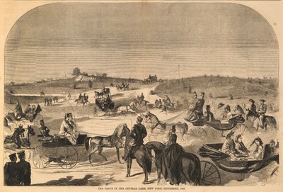 The Drive in the Central Park, New York, září 1860, z Harper