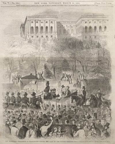 Inaugurační průvod ve Washingtonu prochází branou areálu Kapitolu od Winslow Homer