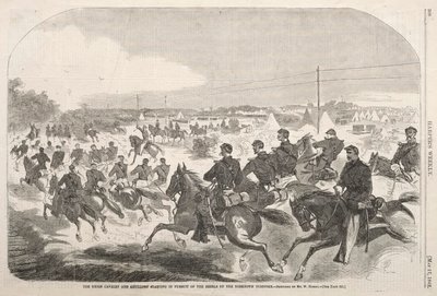 Kavalerie a dělostřelectvo Unie začínají pronásledovat povstalce na Yorktown Turnpike od Winslow Homer