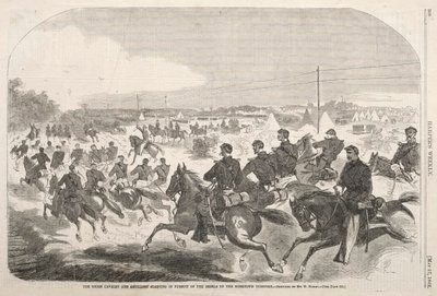 Svazová kavalérie a dělostřelectvo začínající při pronásledování rebelů po silnici Yorktown, 1862. od Winslow Homer