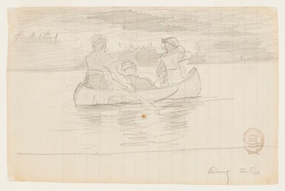 Tři muži v kánoi, Il Manigne, Quebec od Winslow Homer