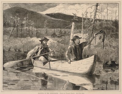 Trapping in the Adirondacks, od Every Saturday: z 24. prosince 1870, Ilustrovaný deník vybrané četby. od Winslow Homer