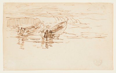 Vypuštění dvou Dories, Anglie od Winslow Homer