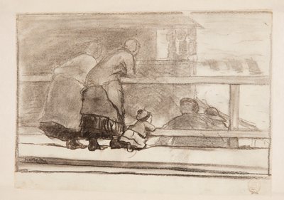 Dvě ženy a dítě u železnice, s výhledem na pláž v Tynemouth od Winslow Homer