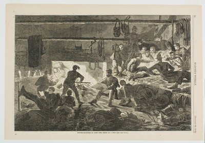 Zimní ubikace v táboře - vnitřek chaty od Winslow Homer