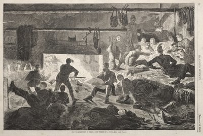 Zimní tábor – vnitřek chaty od Winslow Homer