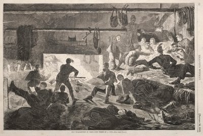 Zimní ubikace v táboře - Uvnitř chýše, 1863. od Winslow Homer