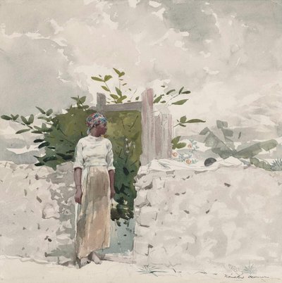 Žena stojící u brány, Bahamy od Winslow Homer