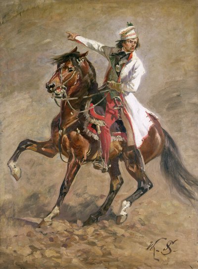 Generál Tadeusz Kosciuszko (1746-1817) na koni, skica pro „Panorama Raclawic“, 1893 (viz 127666) od Wojciech Kossak