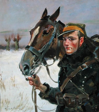 Voják s koněm od Wojciech Kossak