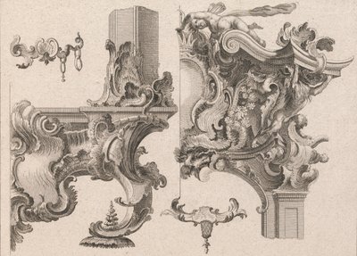Návrh na výzdobu pravého dolního a pravého horního rohu oltářního rámu..., vytištěno ca. 1750-56. od Wolffgang Christoph Mayr